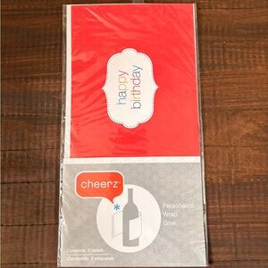 Cheerz: Happy Birthday - Personalized Wine Bottle Wrap - 3 in a Package- Red
